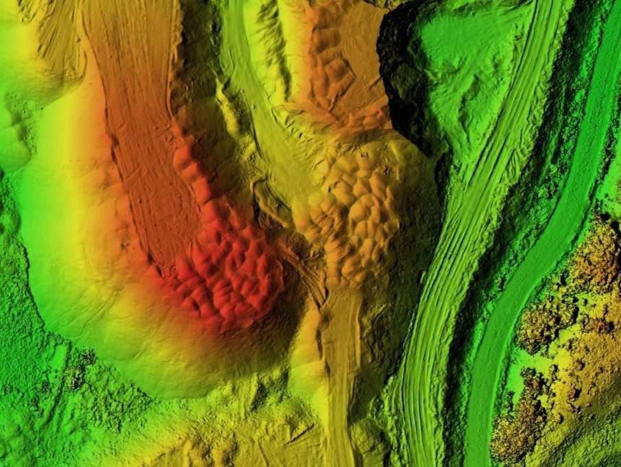 DEM - digital elevation model. Product made after proccesing pictures taken from a drone.